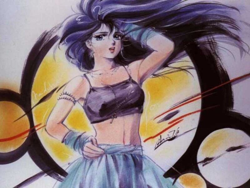anime character with purple hair
