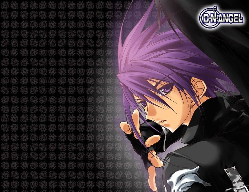 anime character with purple hair