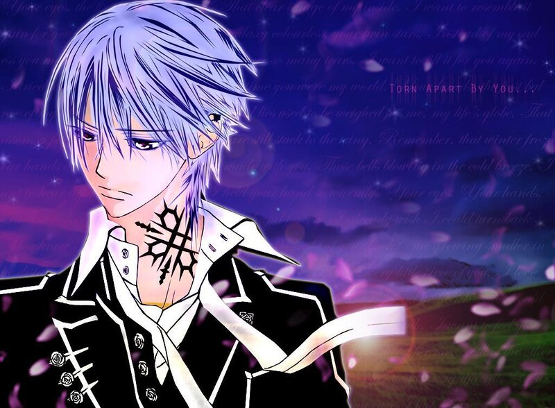 Anime character with purple hair