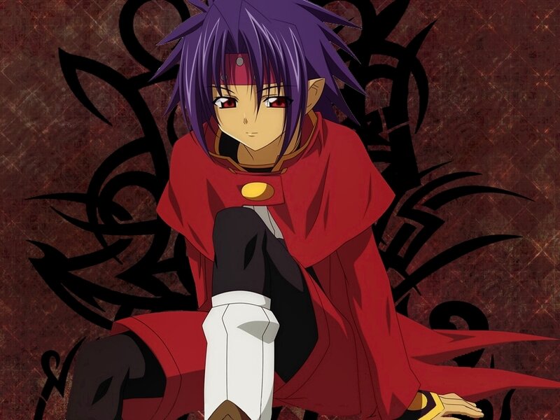 anime character with purple hair