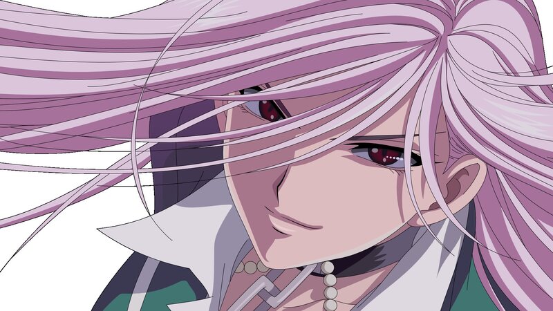 anime character with purple hair