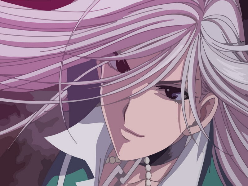 anime character with purple hair