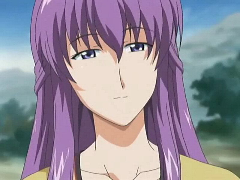 anime character with purple hair