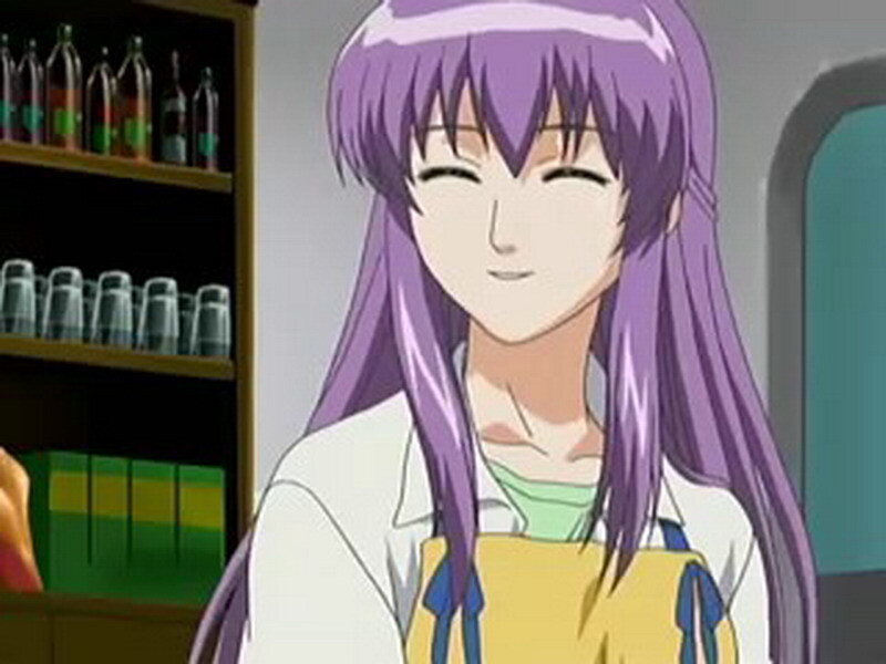 anime character with purple hair
