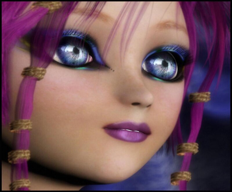 anime character with purple hair