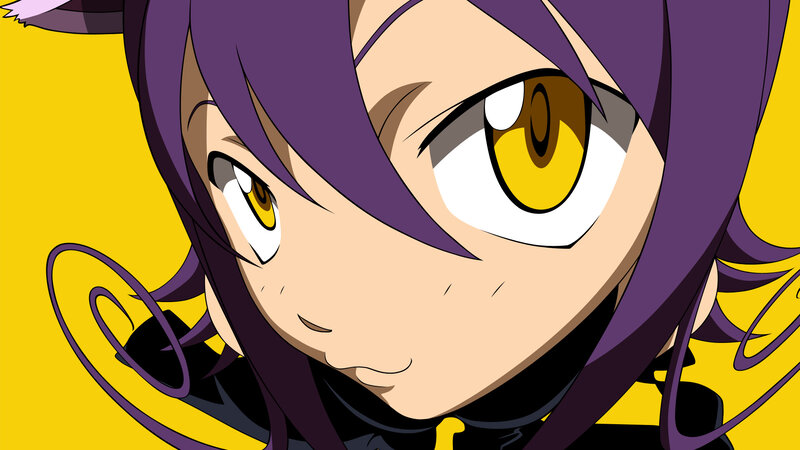 anime character with purple hair