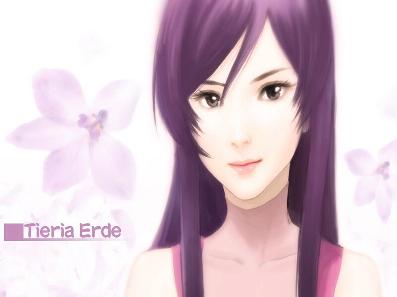 Anime character with purple hair