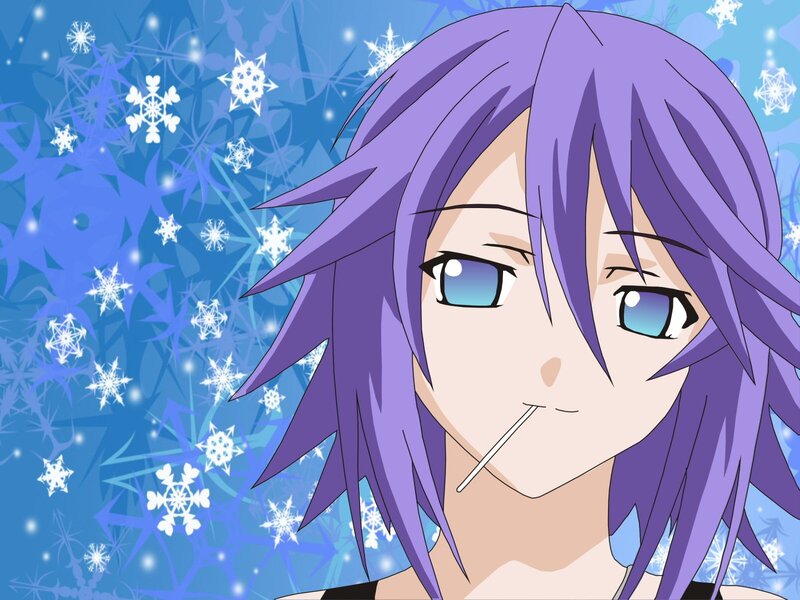 anime character with purple hair