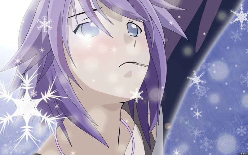 anime character with purple hair