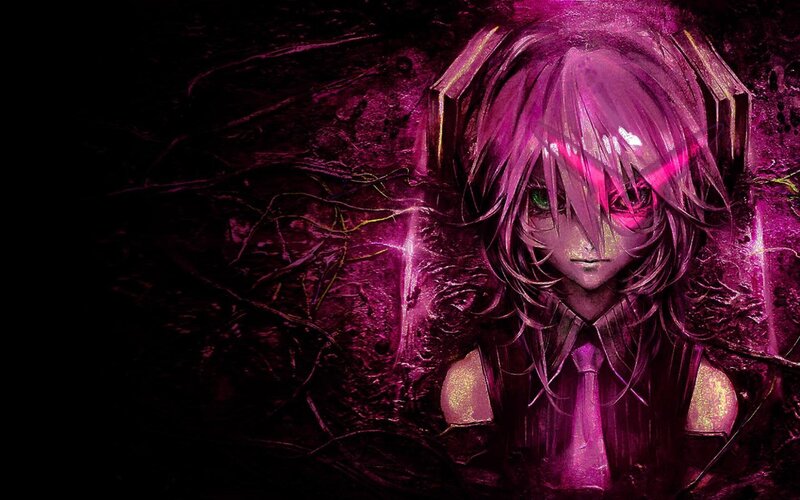 anime character with purple hair