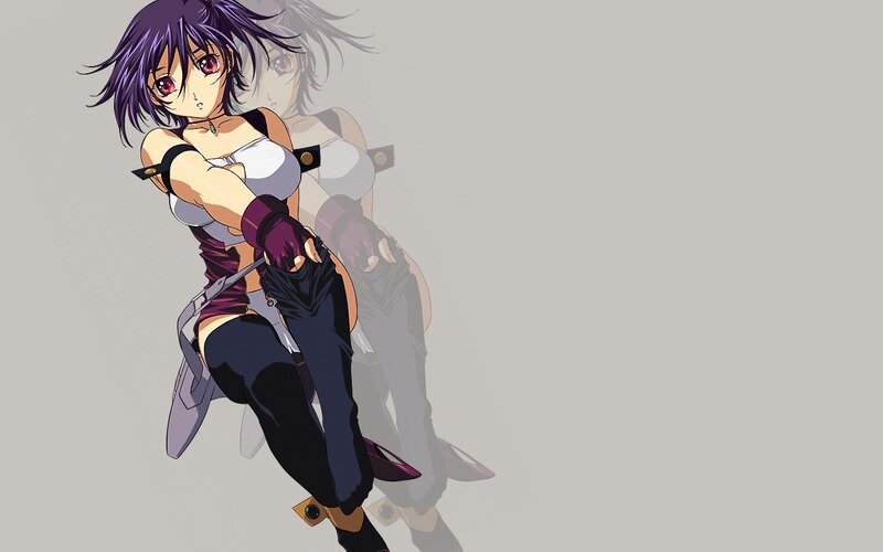 anime character with purple hair