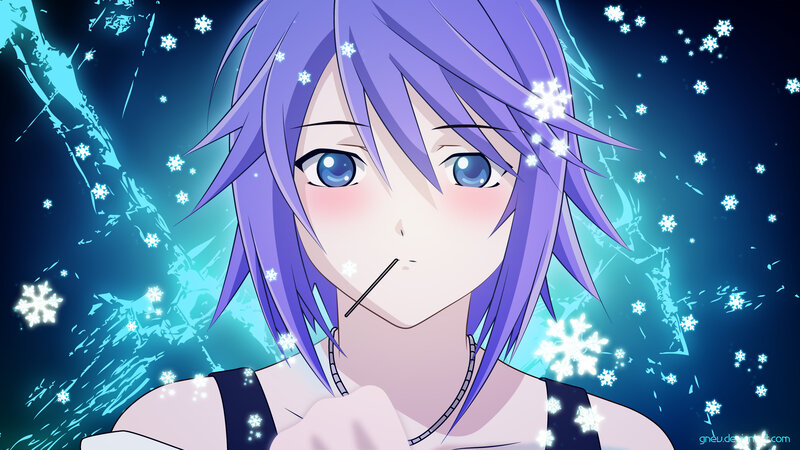 anime character with purple hair