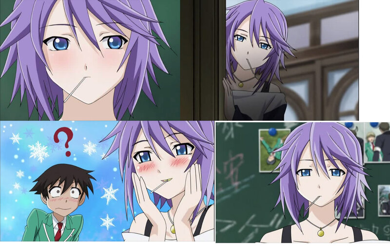 anime character with purple hair