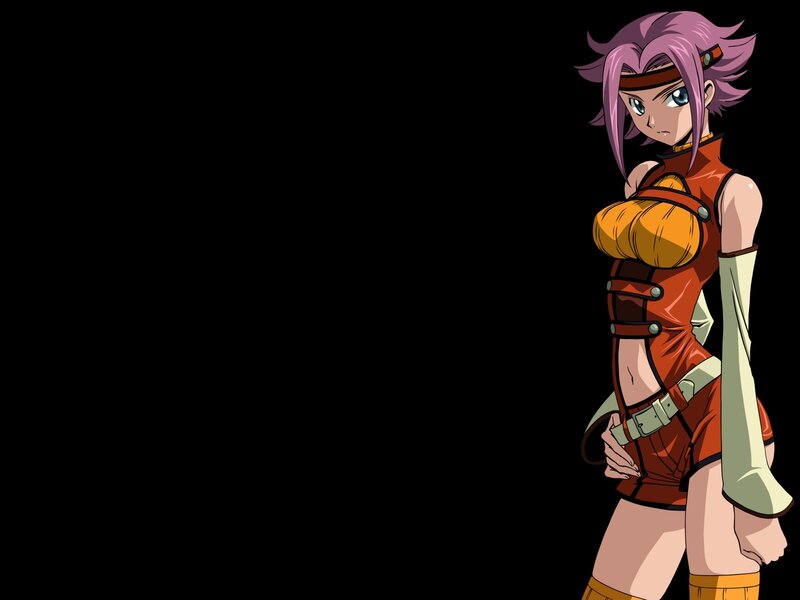 anime character with purple hair