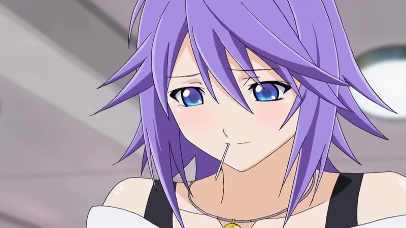 anime character with purple hair