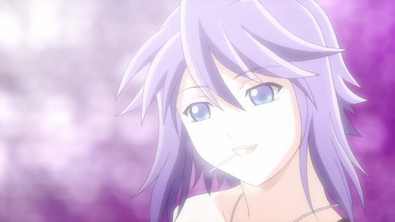anime character with purple hair