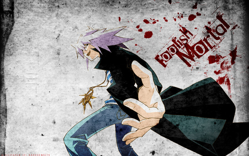 Anime character with purple hair