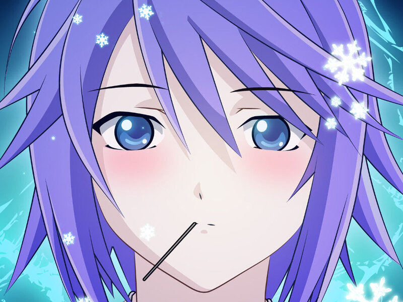 anime character with purple hair
