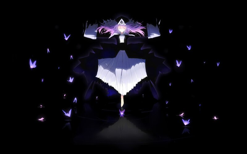 Anime Character with Purple Hair — Black, Dramatic, Night