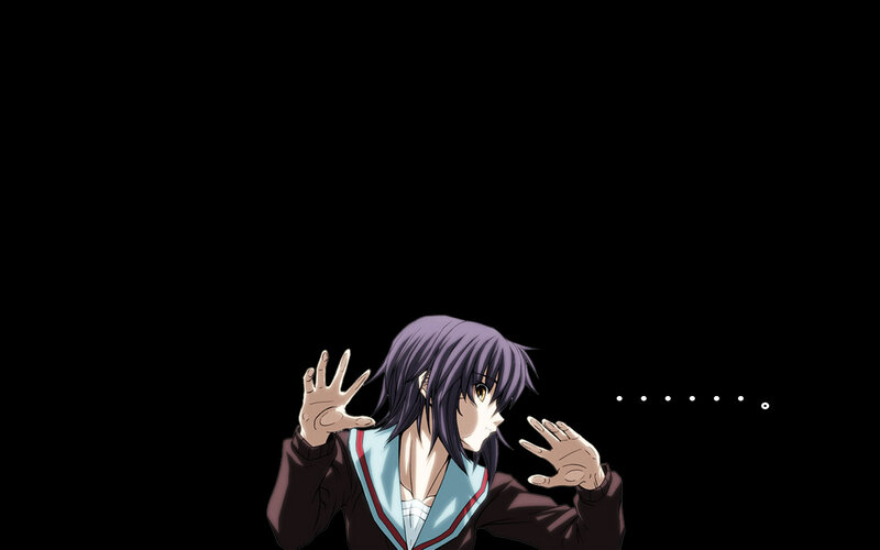 Anime Character with Purple Hair — Black, Dramatic, School Uniform