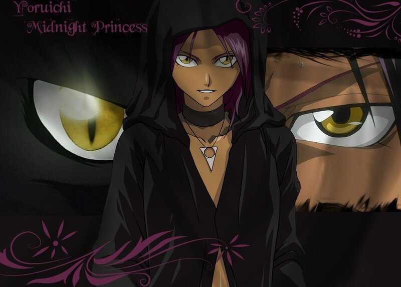 Anime Character with Purple Hair — Black, Dramatic