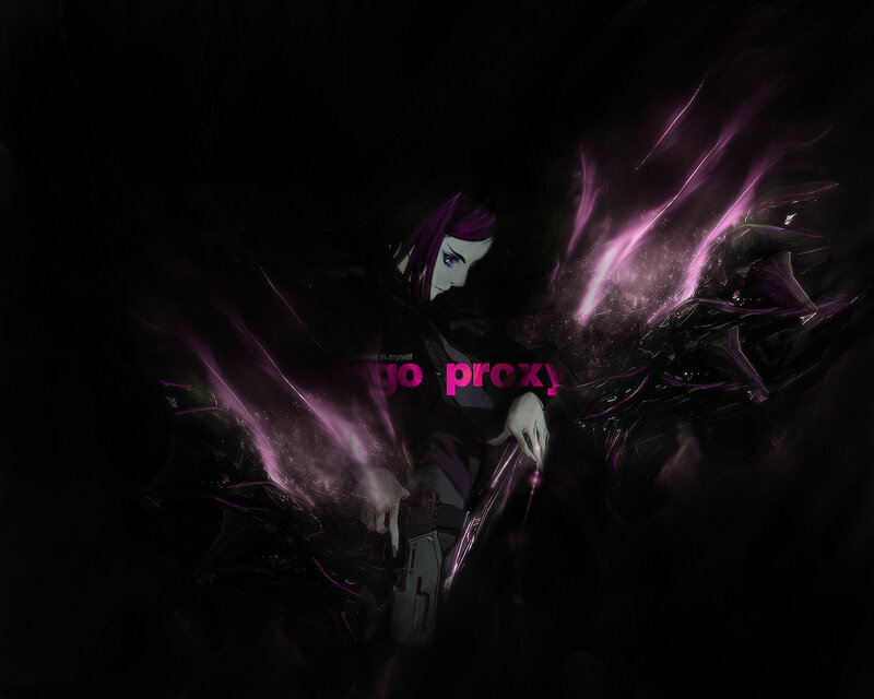 Anime Character with Purple Hair — Black