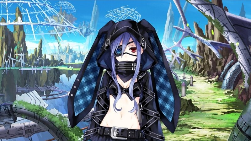 Anime Character with Purple Hair — Blue, Dramatic, Afternoon