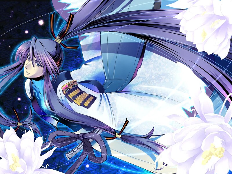 Anime Character with Purple Hair — Blue, Dramatic