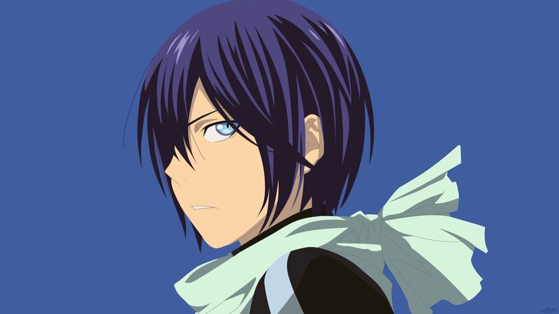 Anime Character with Purple Hair — Blue, Serious, Blue Eyes