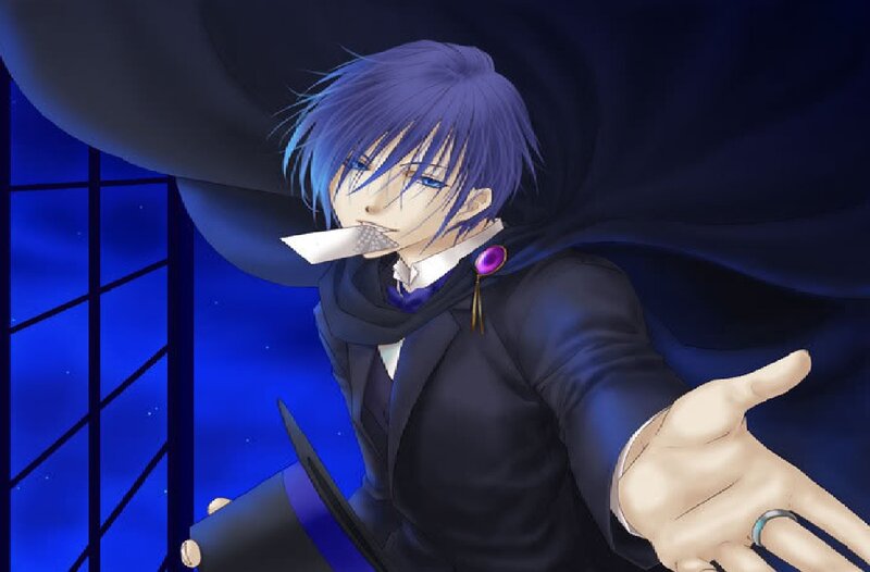 Anime Character with Purple Hair — Blue