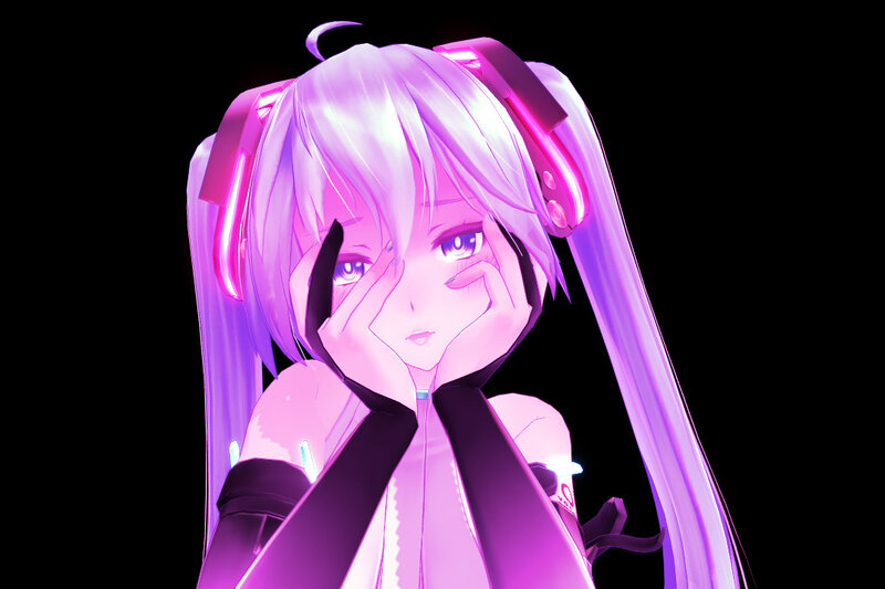 Anime Character with Purple Hair — Calm, 3d Render