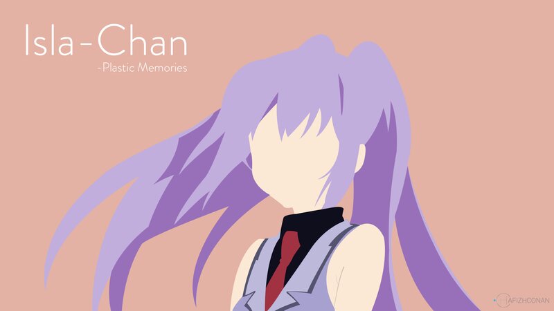 Anime Character with Purple Hair — Calm, Minimalist