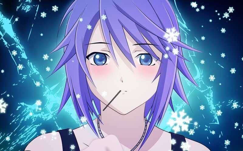 Anime Character with Purple Hair — Cold, Winter