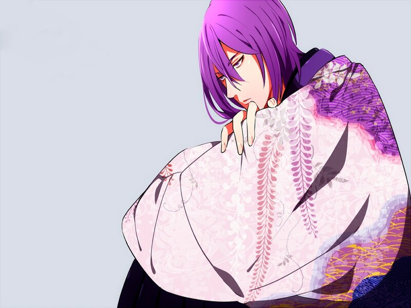 Anime Character with Purple Hair — Contemplative