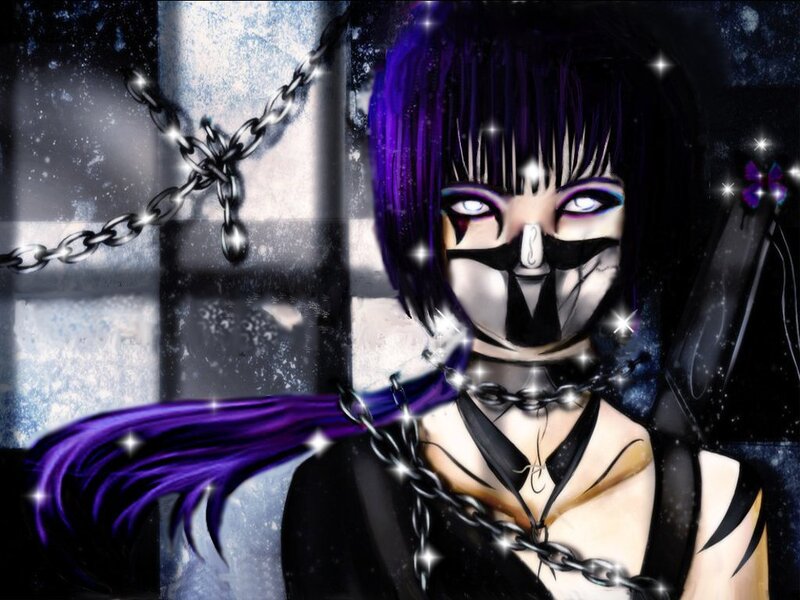 Anime Character with Purple Hair — Dark