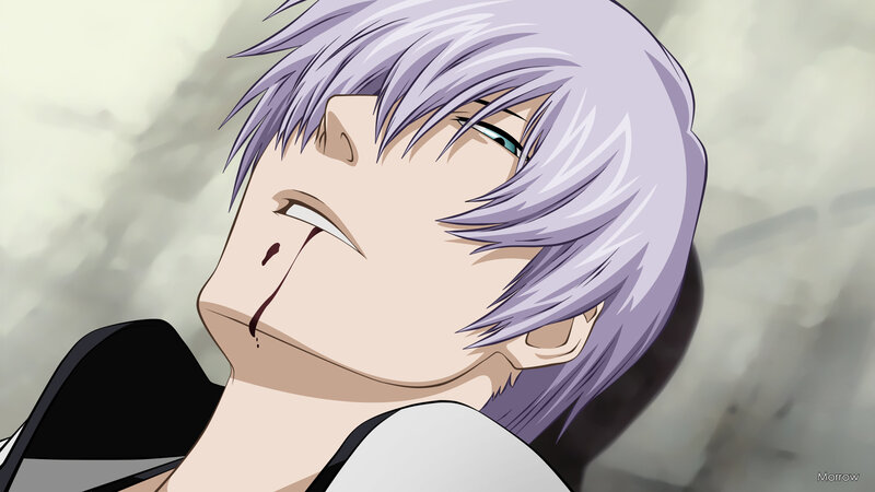 Anime Character with Purple Hair — Dramatic, Blood