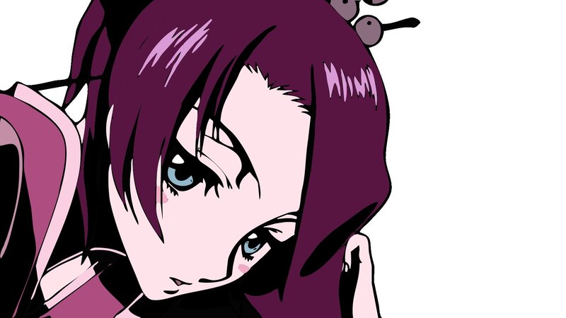 Anime Character with Purple Hair — Dramatic, Blue Eyes, Hairpin