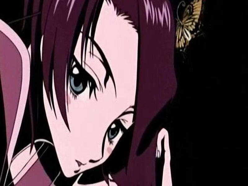 Anime Character with Purple Hair — Dramatic, Butterfly