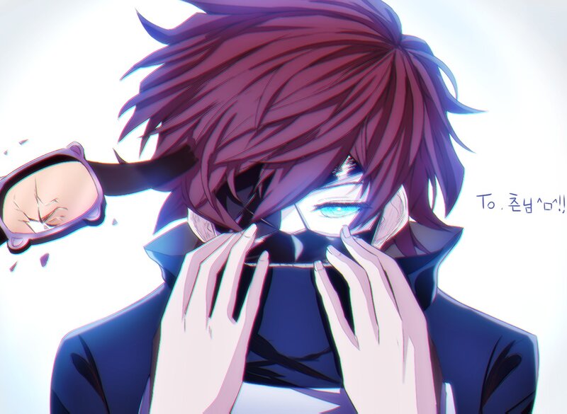 Anime Character with Purple Hair — Dramatic, Digital Art, Glasses