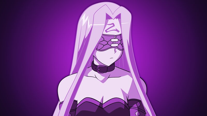 Anime Character with Purple Hair — Dramatic, Digital Art, Mask