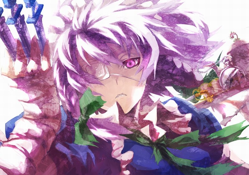 Anime Character with Purple Hair — Dramatic, Digital Art, Sword