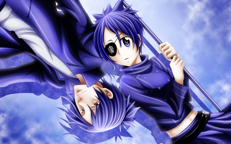 Anime Character with Purple Hair — Dramatic, Eyepatch