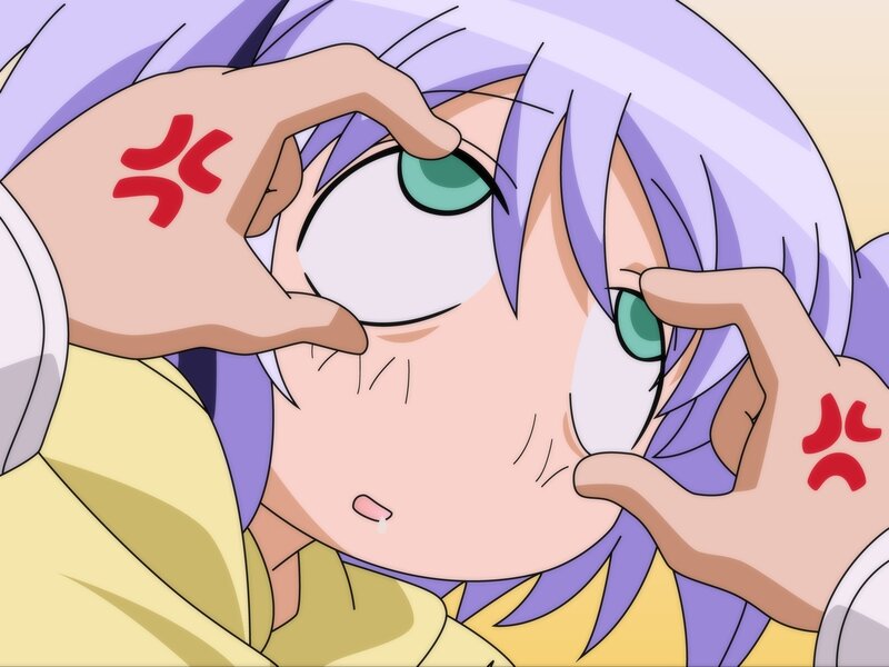 Anime Character with Purple Hair — Dramatic, Hands
