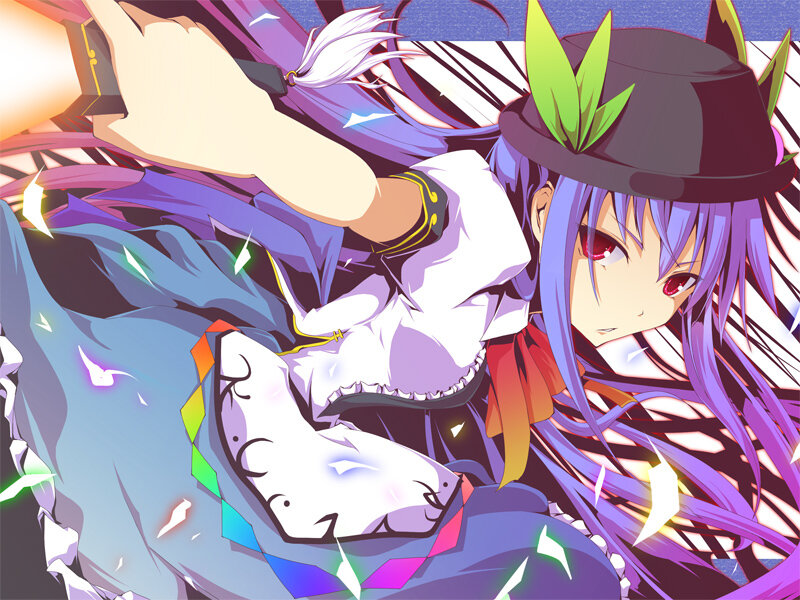 Anime Character with Purple Hair — Dramatic, Hat