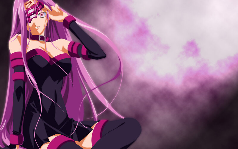 Anime Character with Purple Hair — Dramatic, Long Hair, Mask