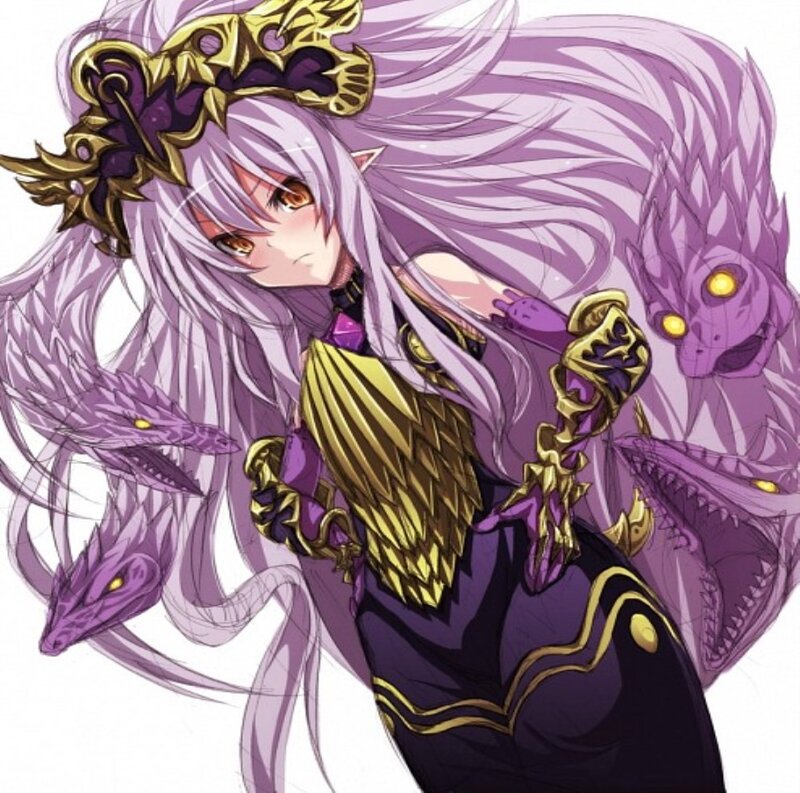 Anime Character with Purple Hair — Dramatic, Manga, Dragon Heads