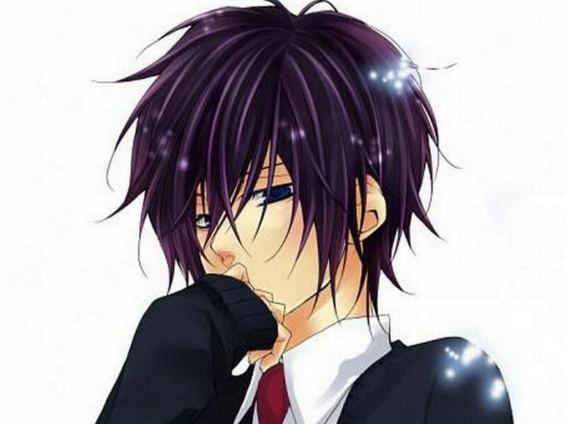 Anime Character with Purple Hair — Dramatic, Manga, Suit