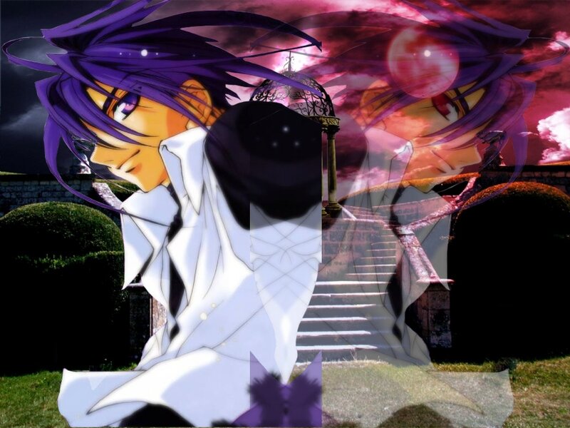 Anime Character with Purple Hair — Dramatic, Night, Castle