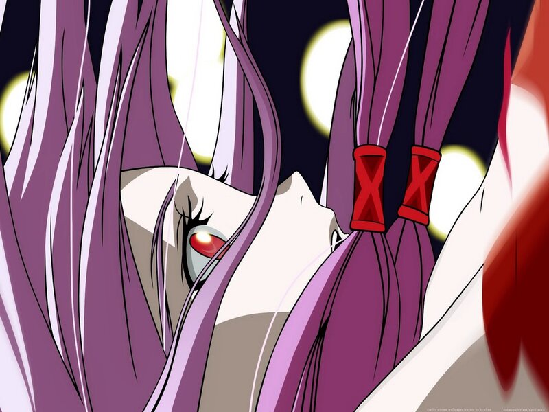 Anime Character with Purple Hair — Dramatic, Night, Red Eyes