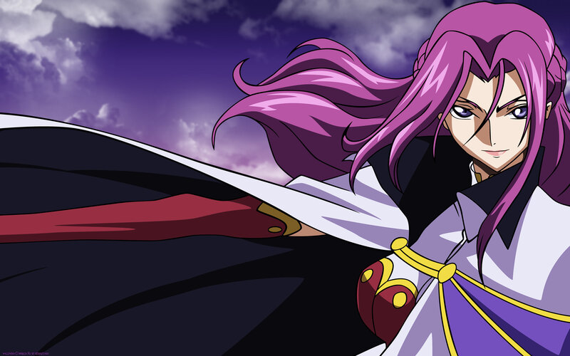 Anime Character with Purple Hair — Dramatic, Night, Sword, Cape, Clouds